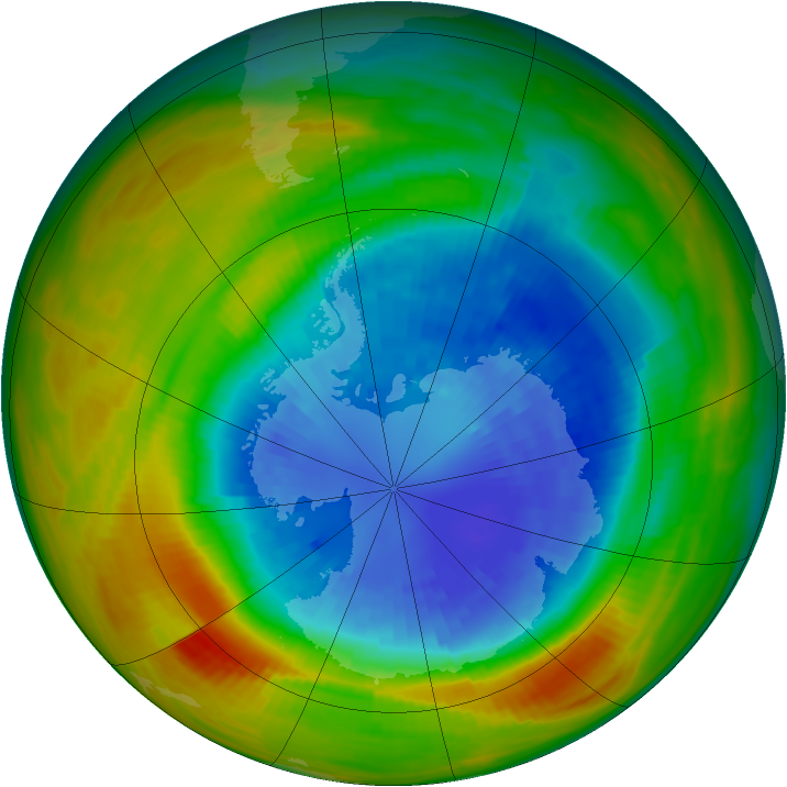 Antarctic ozone map for 12 September 1986